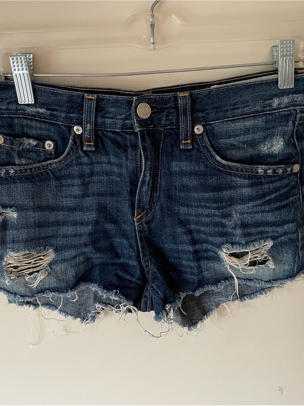 rag & bone Dark Blue Distressed Denim Shorts Mila Cutoff short